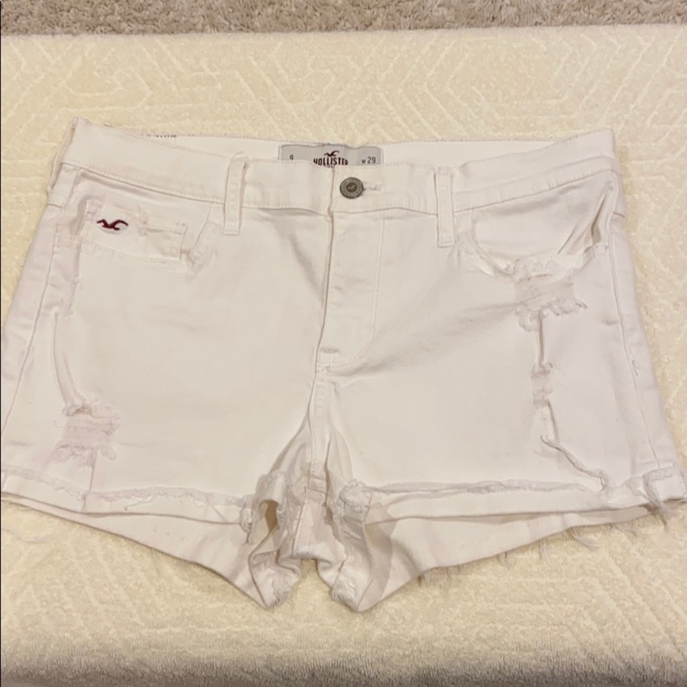 Hollister white denim shorts